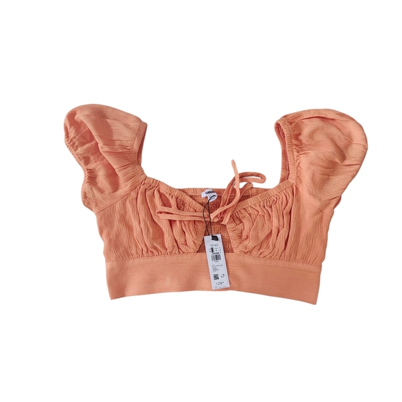 BNWT Garage XS Ava Tie Front Orange Short Sleeve Crop Top summer Sexy Y2k Casual - Picture 4 of 9